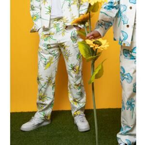 Keith Kelly Men's White Sunflower Double Knee Work Pants Size XXS $165